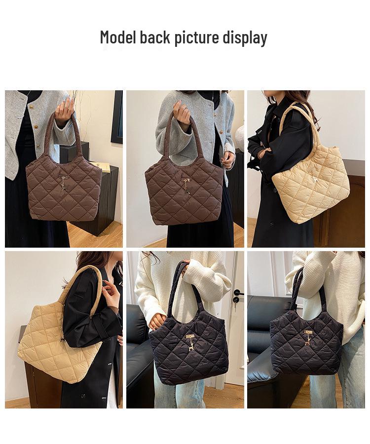 Bambi Tote: Winter 2025 Large Capacity Embroidered Quilted Handbag - Versatile Fashionable Shoulder Bag