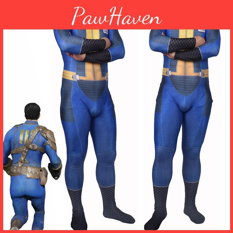 Authentisches Fallout 4 Überlebender Cosplay für Nate Vault 111 Jumpsuit Bodysuit für Halloween