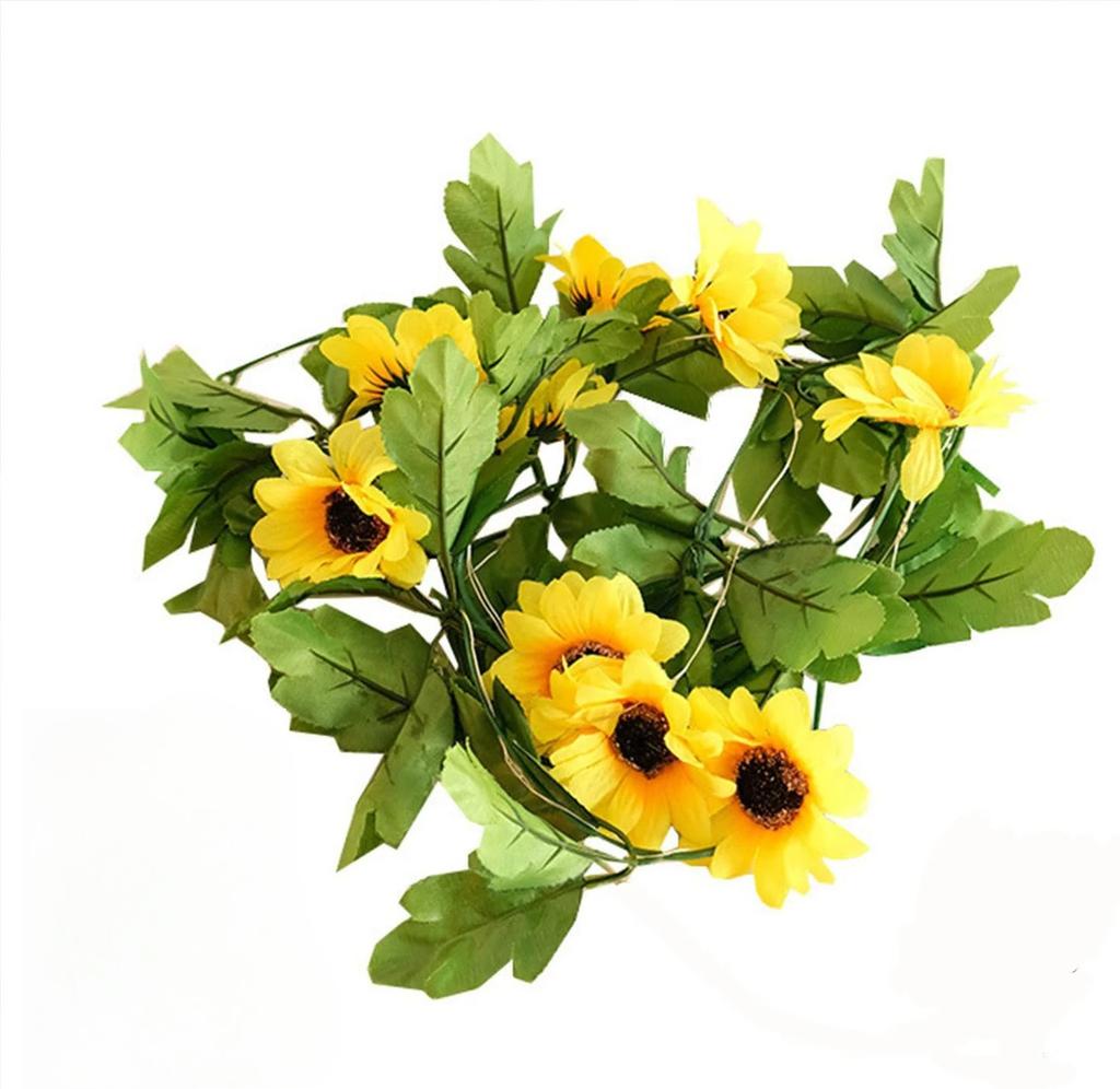 2 5 10M Battery Powered Sunflower String Light Outdoor Waterproof Artificial Flower Vine Atmosphere Lamp for Home Garden Decor