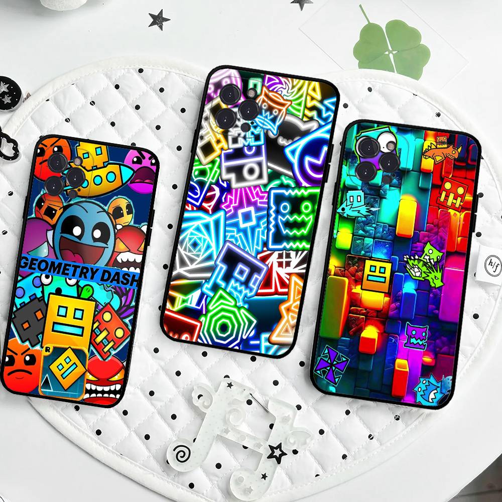 Game Geometry Dash For IPhone 17 16 15 14 13 12 11 Pro Max 13 17Air Shockproof Soft Phone Cases Coque