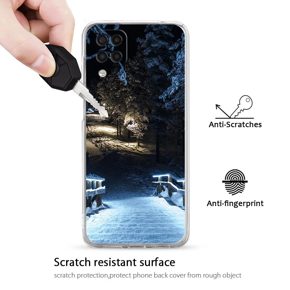 Clear Phone Case for Samsung Galaxy A13 A51 A71 A21S A12 A11 A31 A52 A41 A23 A53 A73 A32 5G A03S Cover Snowy Mountain Christmas