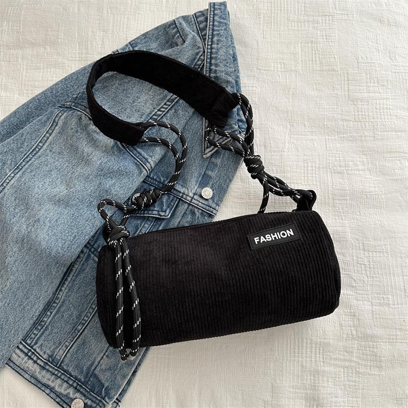 Cotton Pillow Crossbody Bag for Women Solid Color Shoulder Handbag