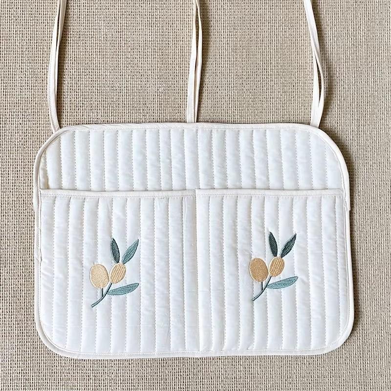 Baby Storage Bag Carts Storage Bag Diaper Breast Bottle Toy Crib Hanging Bags Multi-Function Portable Strap Pattern Storage Bag