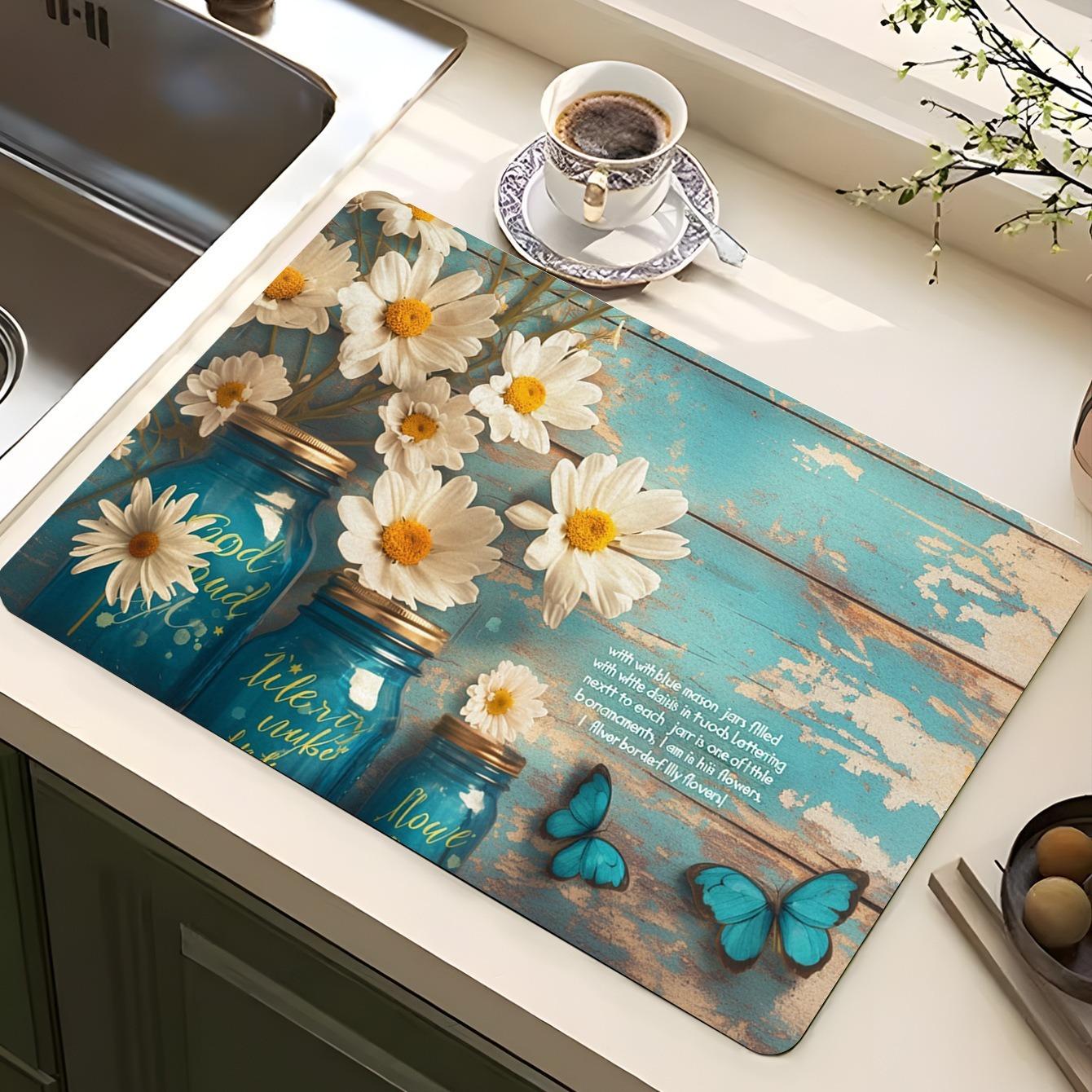 Klasszikus Kávé Mintás Szárítószőnyeg Puha Gumi Csúszásmentes Nedvszívó Foltálló Konyhai és Kávézói Pultokhoz 30x40cm