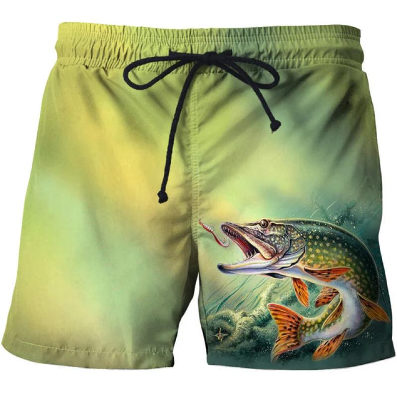 Carp Fish Graphic Beach Shorts Men 3D swimming board shorts beach running shorts Summer Surfing Beach Casual Loose Pants
