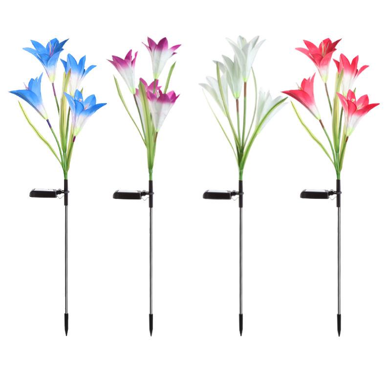 Solar Color-Changing LED Lily Flower Lantern - Outdoor Rainproof Decorative Lawn Light