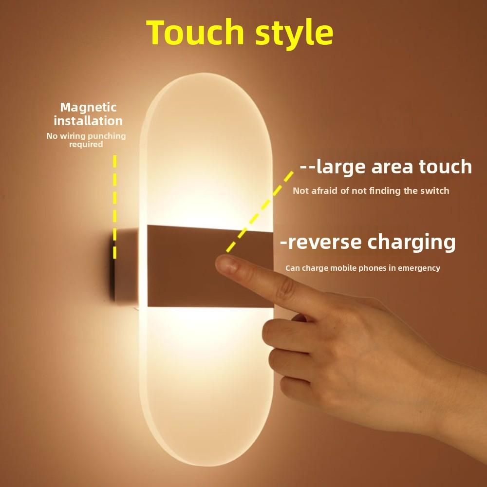 Rechargeable Bedside Lamp Unplugged Night Light Energy Saving Wall Light Home Indoor Lighting