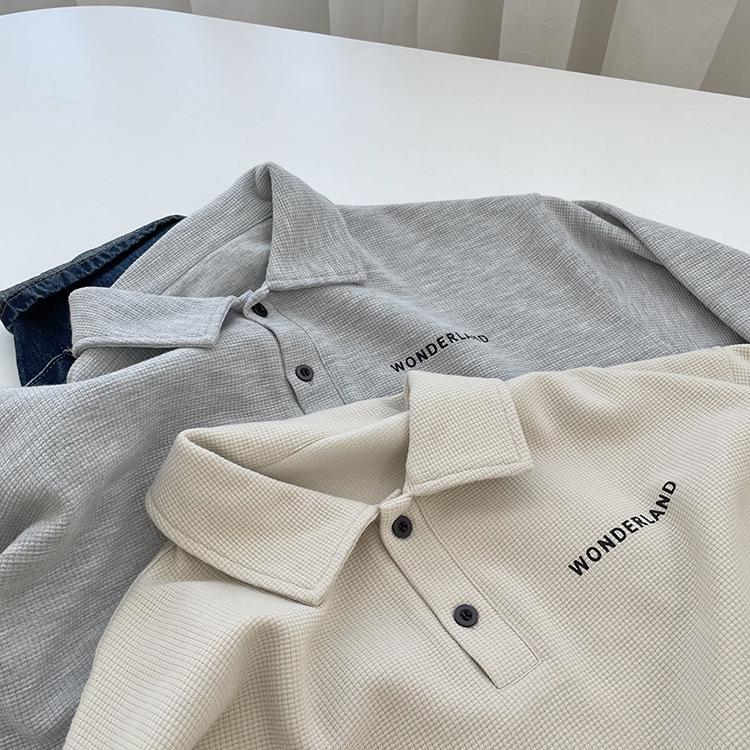 Retro Loose Long Sleeve Polo Sweatshirt - Casual Versatile Student Top