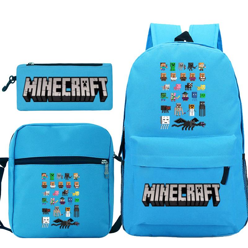 Minecraft Primary And Secondary School School Bag Children'S Backpack Backpack Shoulder Bag Pencil Case Three-Piece Set