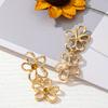 Golden Small Flower Long Earrings, European American Style, Personality Cool Minimalist Versatile Daily Wear for Women, 1 Pair