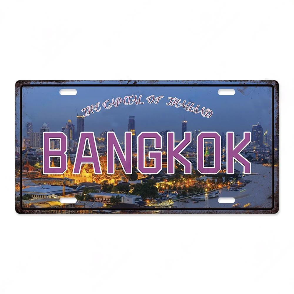 Hauptstadt Kennzeichen Metallposter Schilder Wanddeko Plakette Metall Vintage Blechschild für Restaurant Bar