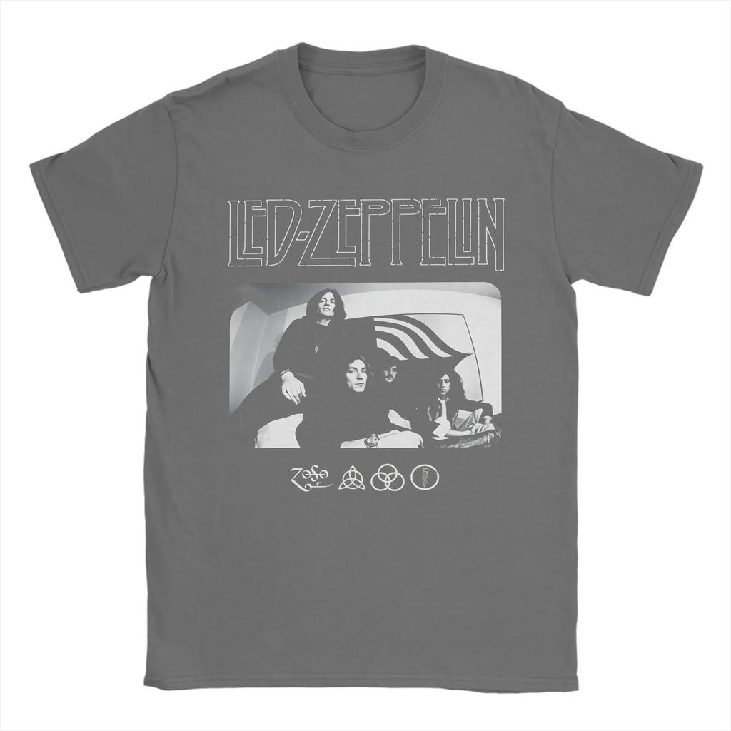 The Mother Ship Led Zeppelin T-Shirt Beach  100% Cotton T-Shirts For Men Casual Tee Shirt Short-Sleeve Streetwear Tops