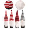 Four Wine Bottle Covers with Whimsical Gnome Design for Holiday Tables Suitable for Christmas New Year and Festive Events