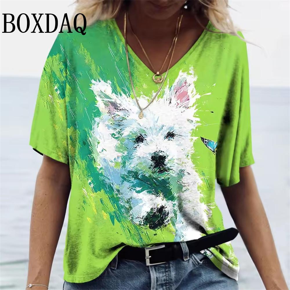 

Tie dye oil painting women s T-shirt summer short sleeved loose top 6XL