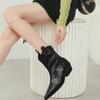 Pointed Short Boots Women's Leather Thick Heel Middle Heel Ankle Boots Retro V-mouth Boots Versatile Niche Thin Western Cowboy Boots
