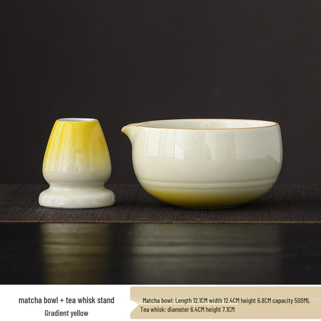 Japanese Matcha Tea Set: Ceramic Bowl & Whisk