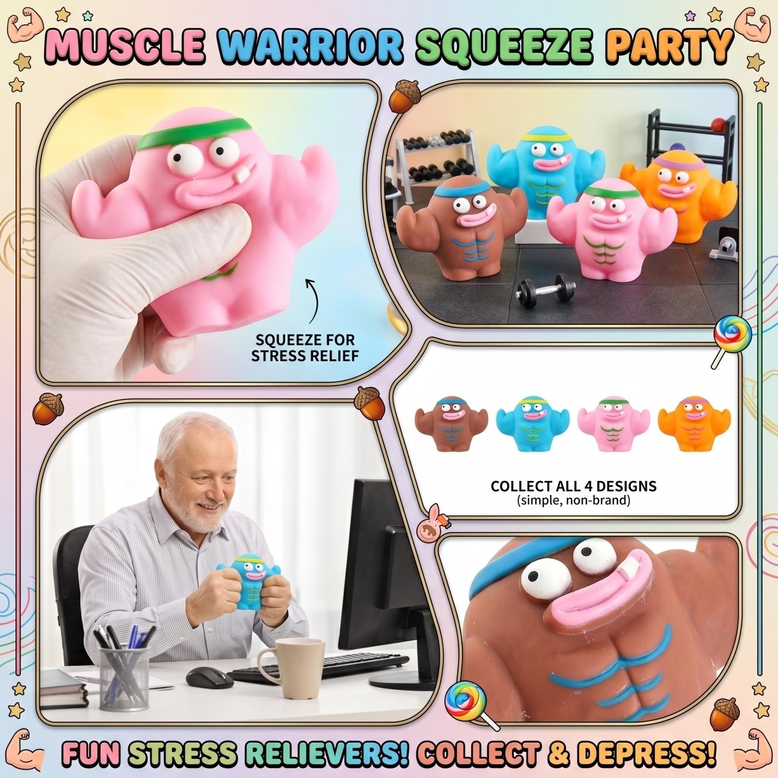 Novelty Muscle Warrior Stress Relief Squeeze Toy Unique Creative Decompression Toy for Hand Strength Training and Stress Release One Size