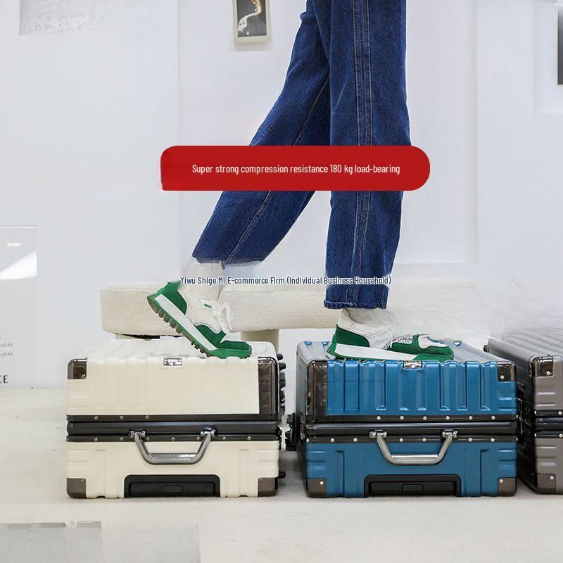 Sturdy Aluminum Frame Trolley Suitcase with Silent Wheels & Combination Lock - Large Capacity for Men, Women & Students