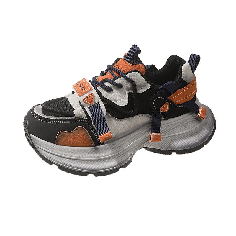 

2025 autumn new muffin sports and leisure shoes thick sole inner height increase dopamine mesh breathable dad shoes women 40 чорний