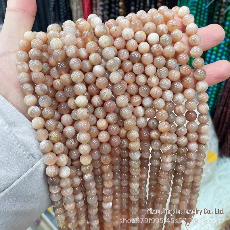 

Джингде Ювелирные изделия Оранжевый Лунный камень Кристальные бусины Круглое ожерелье DIY Серьги. 8mm ~47 beads