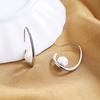 Simple Curved Hook Pearl Earrings Women'S Fashion C-Shaped Geometric Earrings Hook Style Small Fresh Earrings
