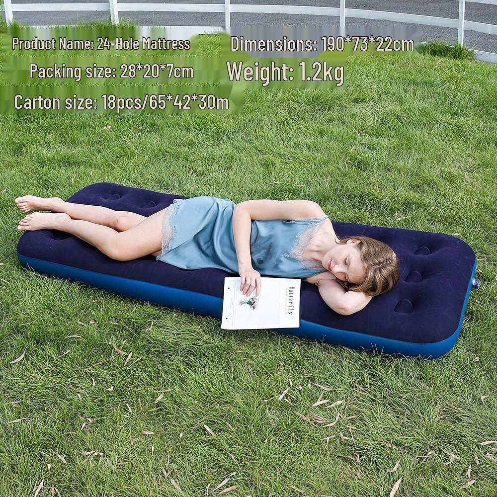 Portable Inflatable Flocking Mattress - Comfortable, Lightweight, Thickened Air Cushion for Overnight Sleep and Naps