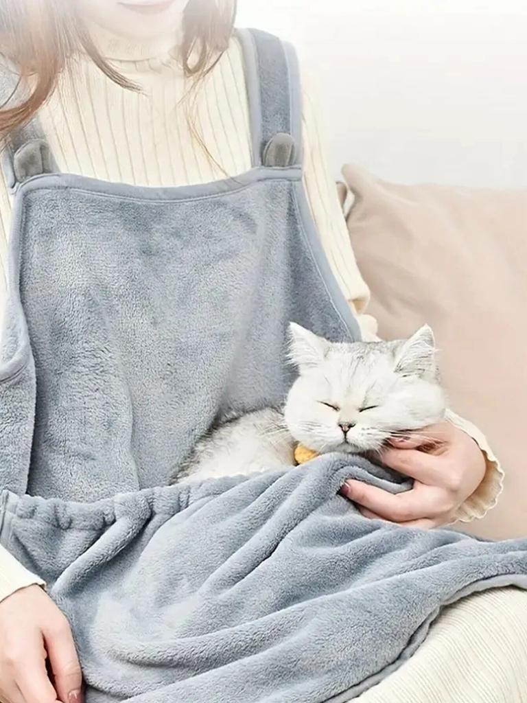 Gemütliche Haustiertrage-Schürze für kleine Katzen und Hunde - Perfekt für Reisen im Freien im Winter - Mit hängender Brusttasche und Katzenschlaf