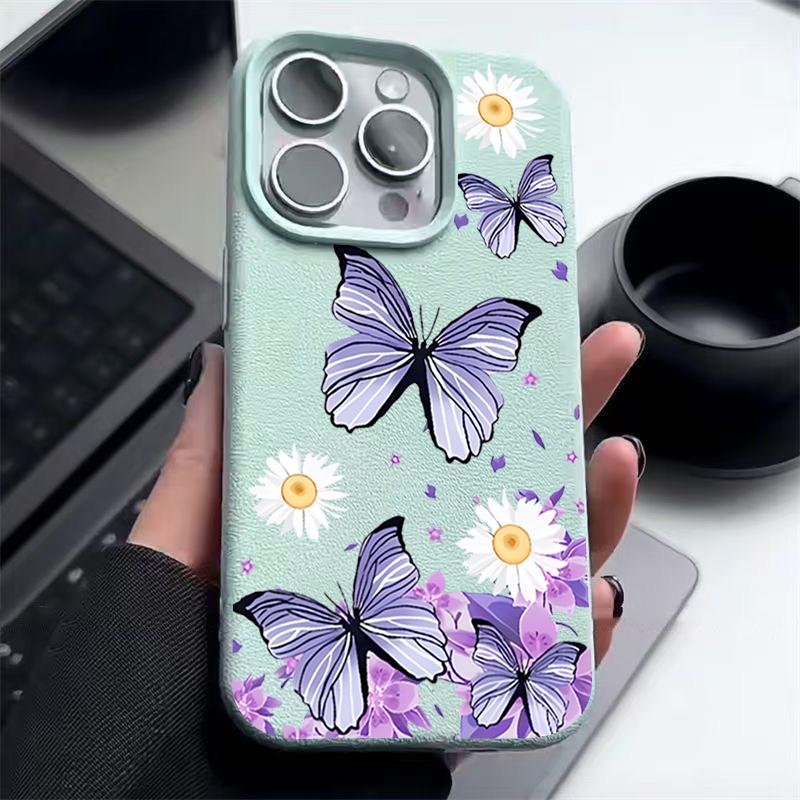 Cartoon Butterfly Flower Case For iPhone 16 Pro Max 15 14 13 12 11 Shockproof Slim Soft Silicone Case Cover