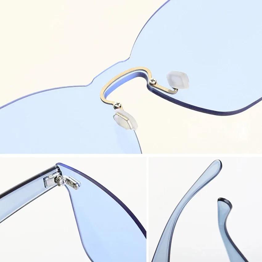 Fashion Sunglasses For Women Men Rimless Lens Gray Pink Yellow Blue Brown Eyewear Uv400 Sun Glasses