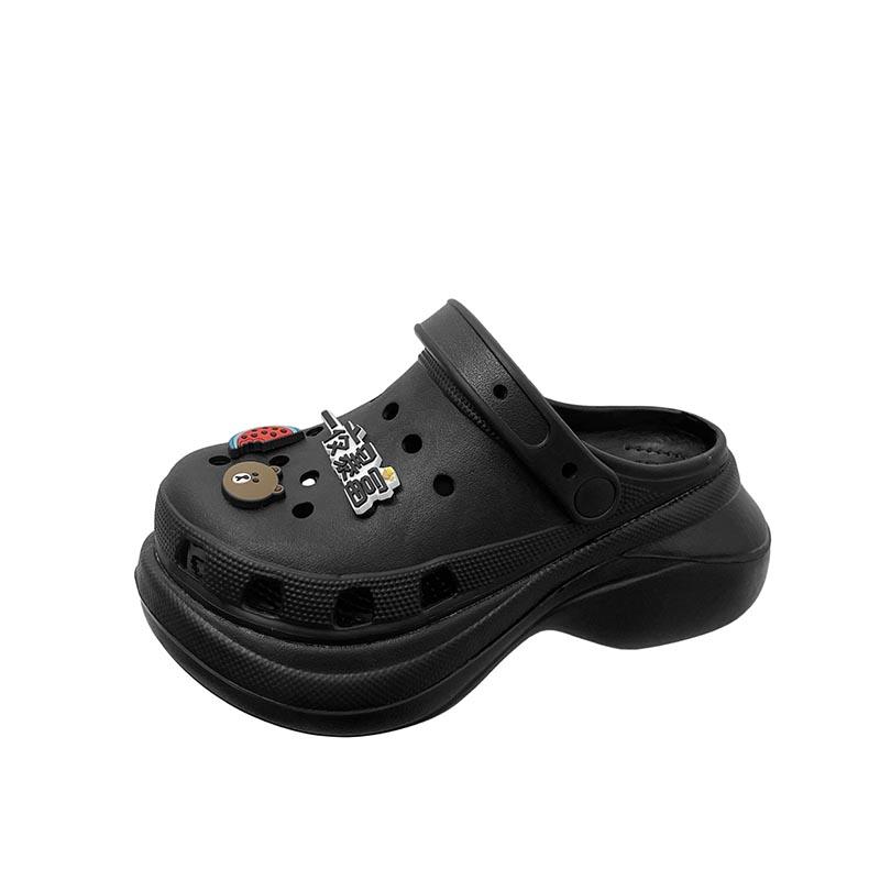 

Летние женские сандалии тапочки на толстой подошве с повышенным противоскользящим эффектом на высоком каблуке модные туфли на платформе с отверстиями пляжная обувь 35