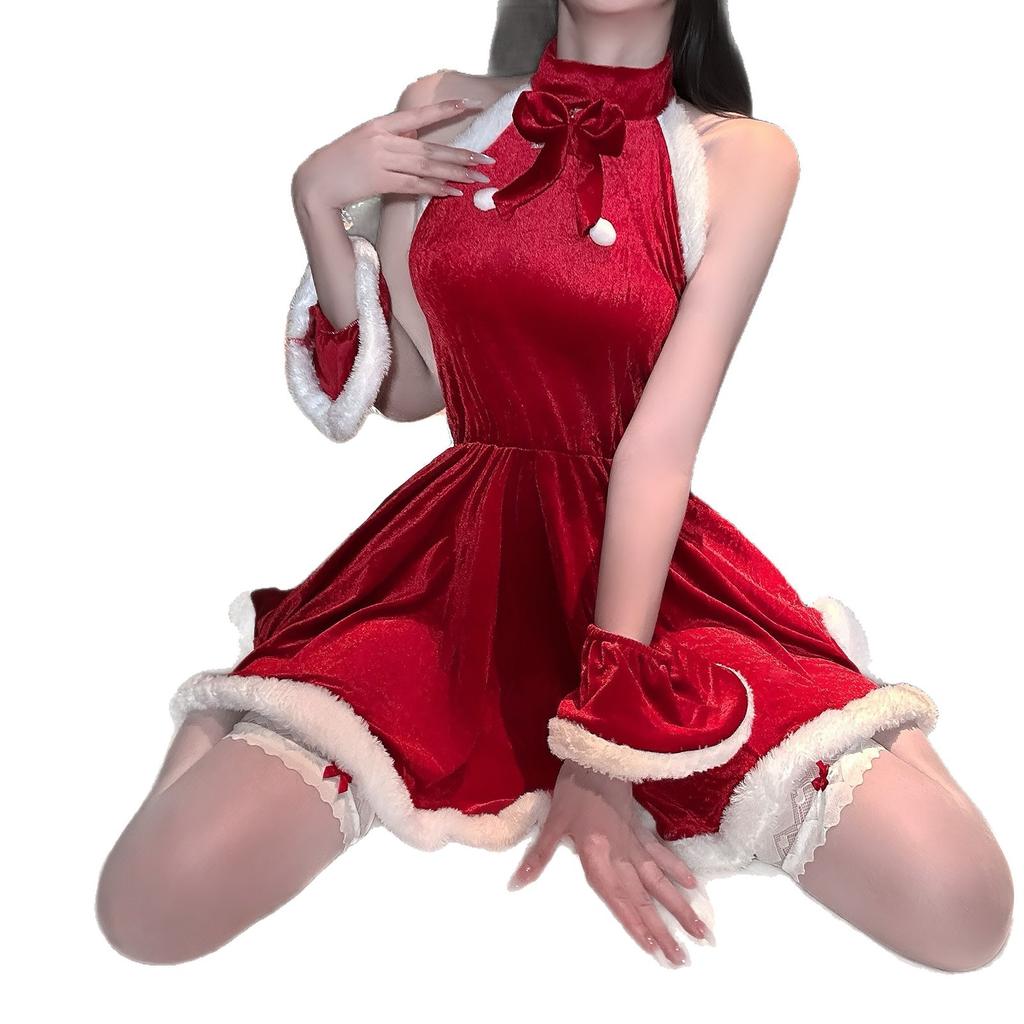 Sexy Velvet Christmas Sexy Seduction Bunny Cosplay Internet celebrity Female New Year's Robe Set