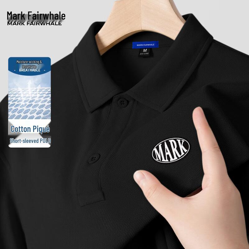 

MARK FAIRWHALE Men s Letter Print Cotton Pique Polo Shirt 2XL