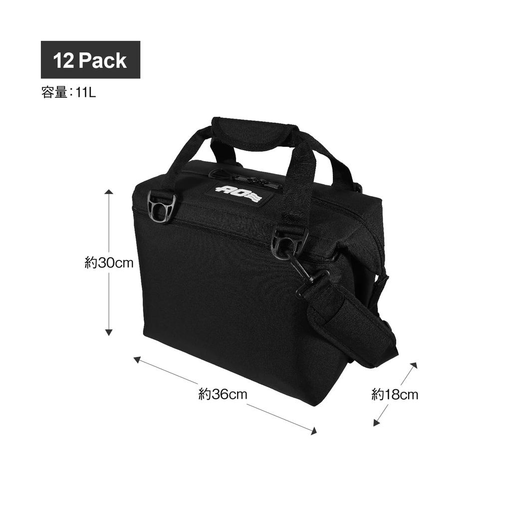 5 Year AO Coolers 12 Pack Canvas Soft Cooler Black 11L Lightweight Insulated Cooler Box Cooler Bag Cooling Bag Outdoor Camping Picnic [Genuine