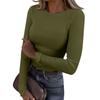 Women's  And Winter Slim Bottom T-shirt Fashion Casual Solid Color O-Neck Pullover Long Sleeve Top