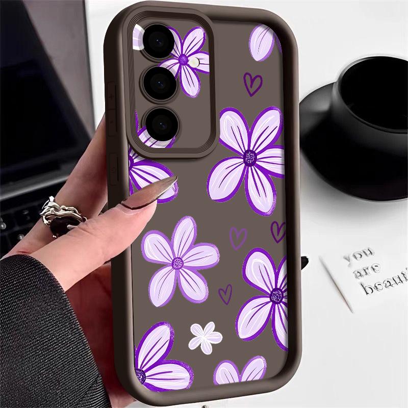 Etui Z Nadrukiem Kwiatów i Liści Do Samsung S26 S25 Ultra S24 S23 Plus S22 S21 FE A54 A15 A25 A35 A55 A16 A26 A36 A56 A17 A27 A37 A57 5G Odporne Na Wstrząsy Pokrowiec