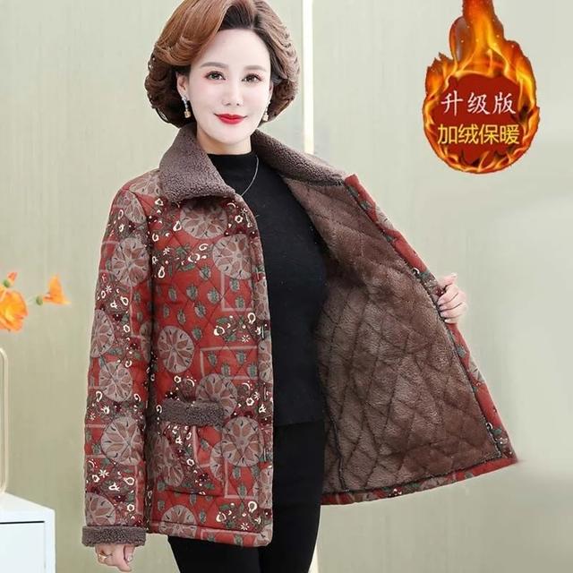 Matka Zimní Bavlněné Oblečení Plyšový Hrubý Teplý Vatovaný Kabát Středního Věku Matka Neformální Parky Starší Babička Bunda