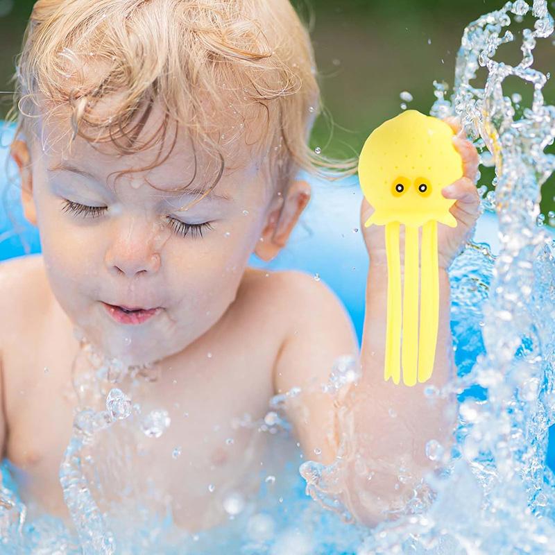 4 Colors Cute Kids Bath Squeeze Toys Stress Relief Ball Floating Water Absorbing Octopus Swimming Play Toy For Holiday Gifts