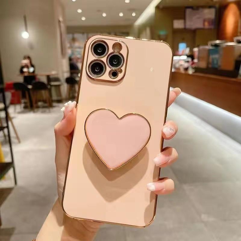 Applicable to Apple 17PLUS mobile phone case love airbag invisible bracket 16Pro bracket 13 fine hole 15 electroplated TPU