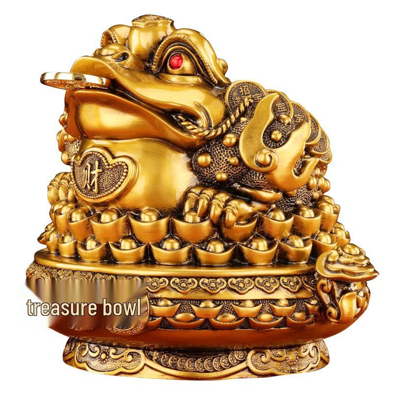 Golden Toad Treasure Bowl - Money-Attracting Decor for Home or Office