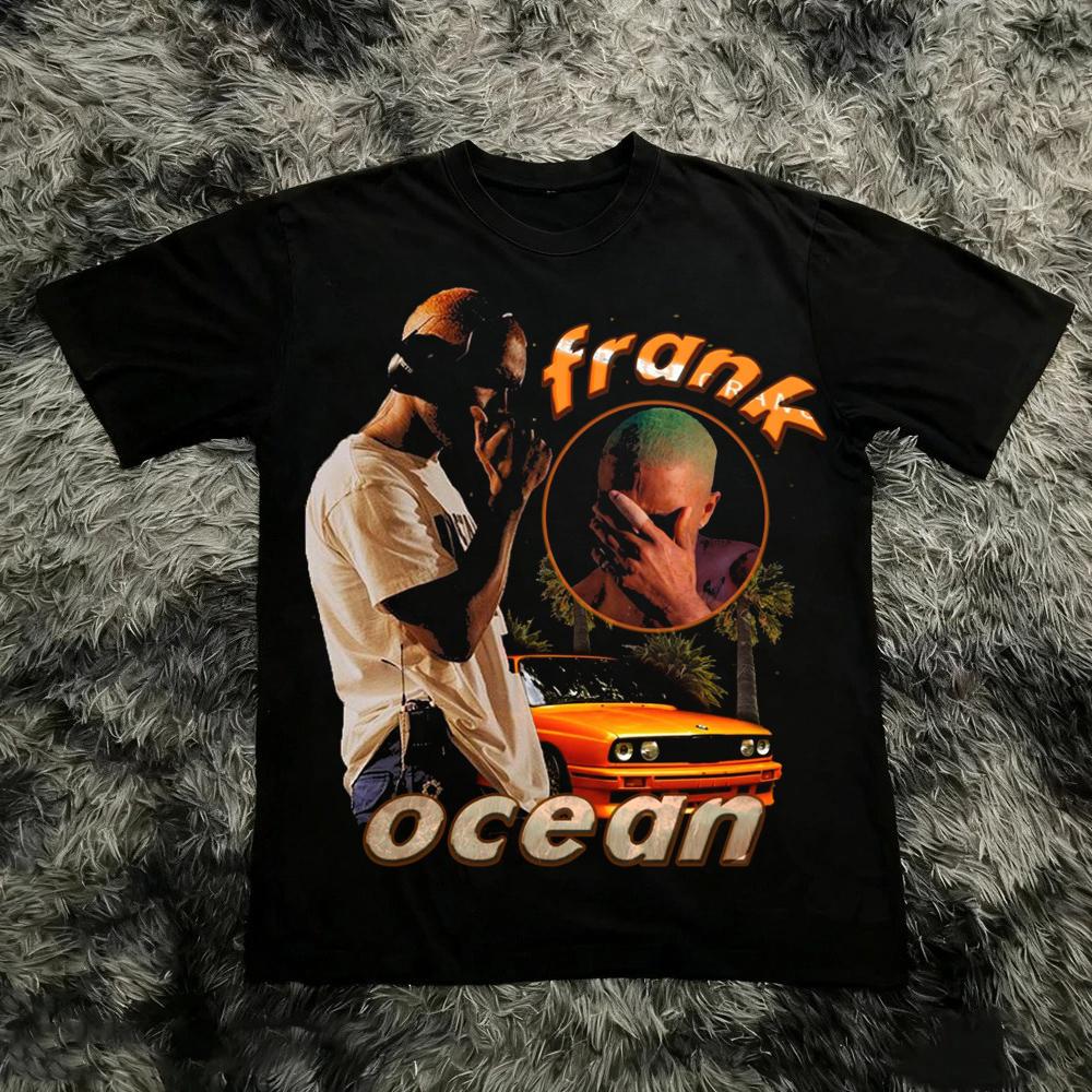 Rapper Frank Retro Grafik T-Shirt Herren Hip Hop Ocean Album Kleidung T-Shirts Y2k Unisex Blond Fashion Übergroßes Baumwoll-T-Shirt