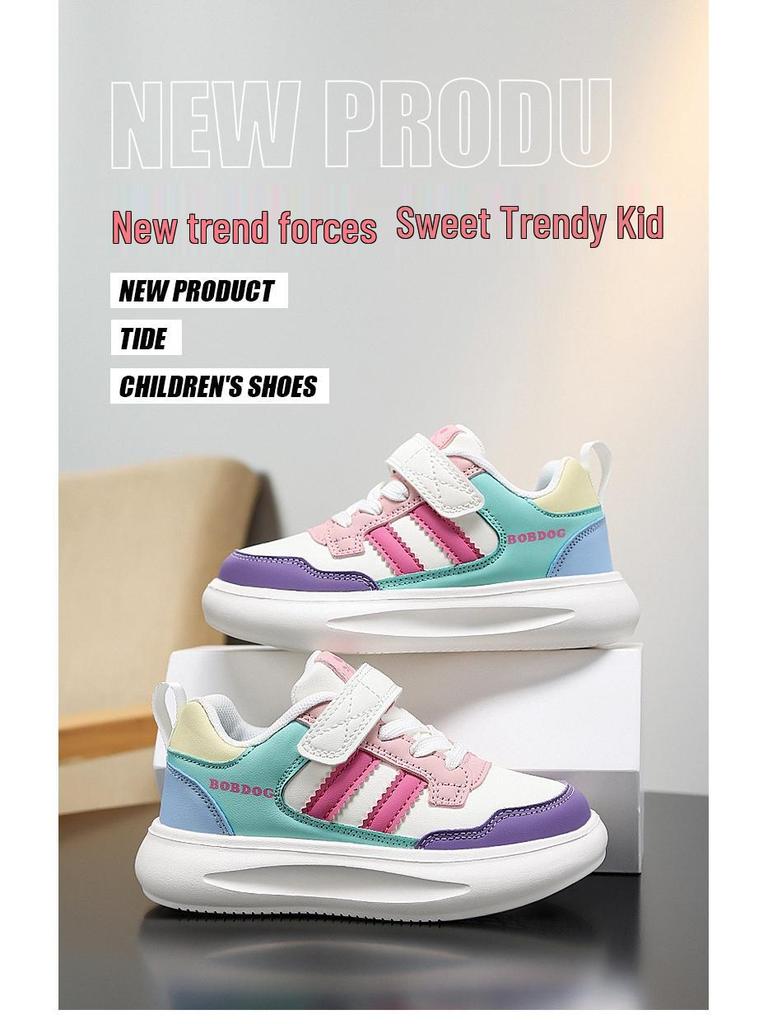 Pantofi sport din piele pentru fete Bobdog, Toamnă/Iarnă 2025, Pantofi de alergare antiderapanți pentru copii de școală primară