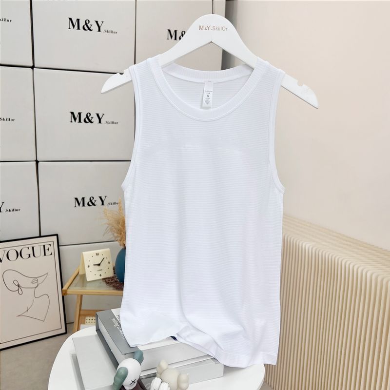 

Lulu Same Style Nude Feel No Embarrassment Line Yoga Vest Women Outer Wear Sports Workout Clothes Quick-Drying T-shirt Top Sleeveless Clouds White M