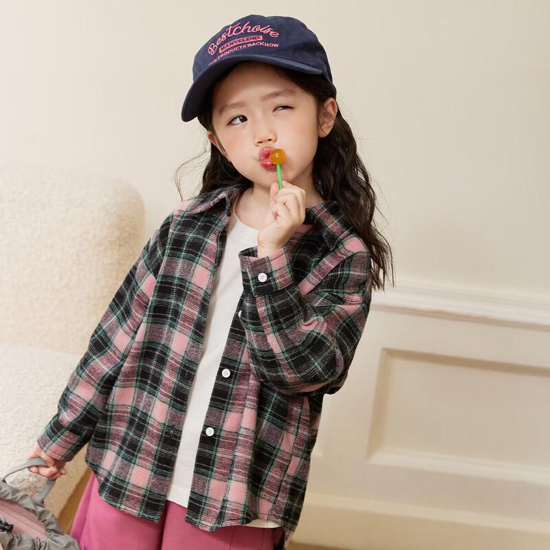 LUSON Baby Girls  Plaid Long Sleeve Lapel Shirt 110