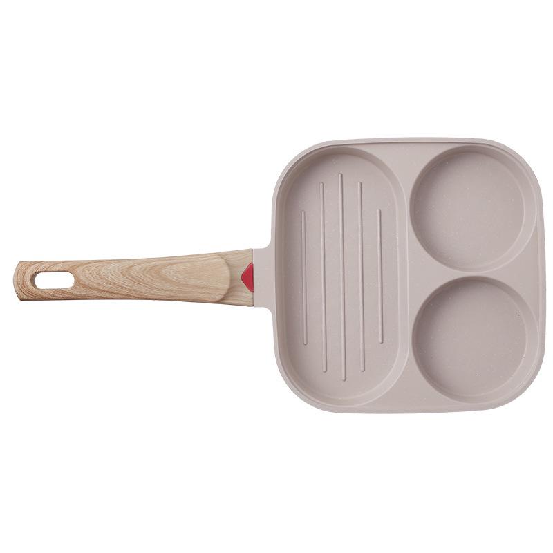 Non-stick Household Breakfast Frying Pan for Making Fried Eggs, Burgers, or Steaks with Four Holes.