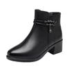 Red Dragonfly Women's High-Heeled Leather Winter Boots with Velvet Lining
