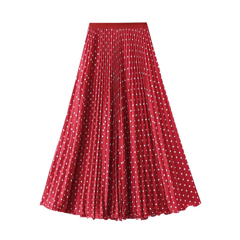 Elegant Polka Dot A-Line Pleated Skirt for Women - 2026 New Style, Casual & Slimming