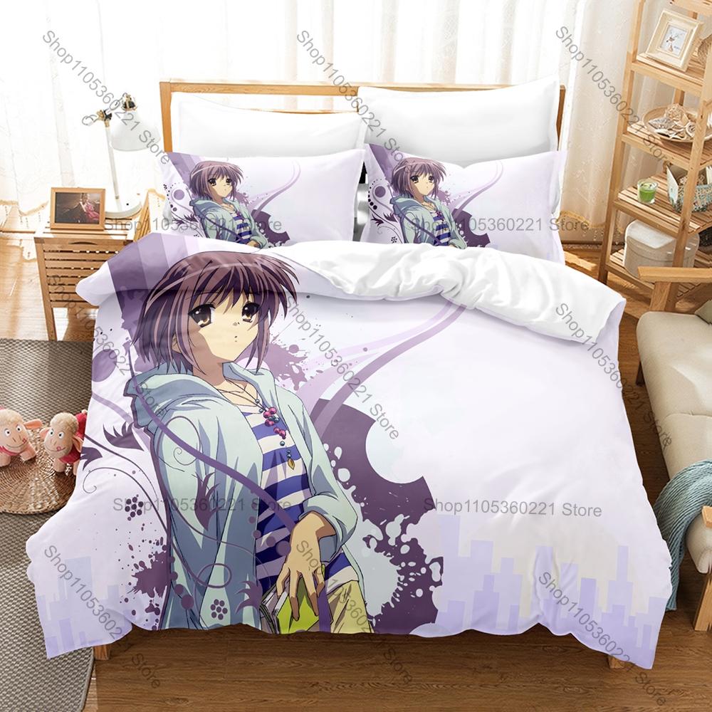 Classic School Anime Printed Bedding Kit 3PCS Duvet Cover & 2 Pillow Covers Breathable Soft Linens Anime Fan Room Ornament