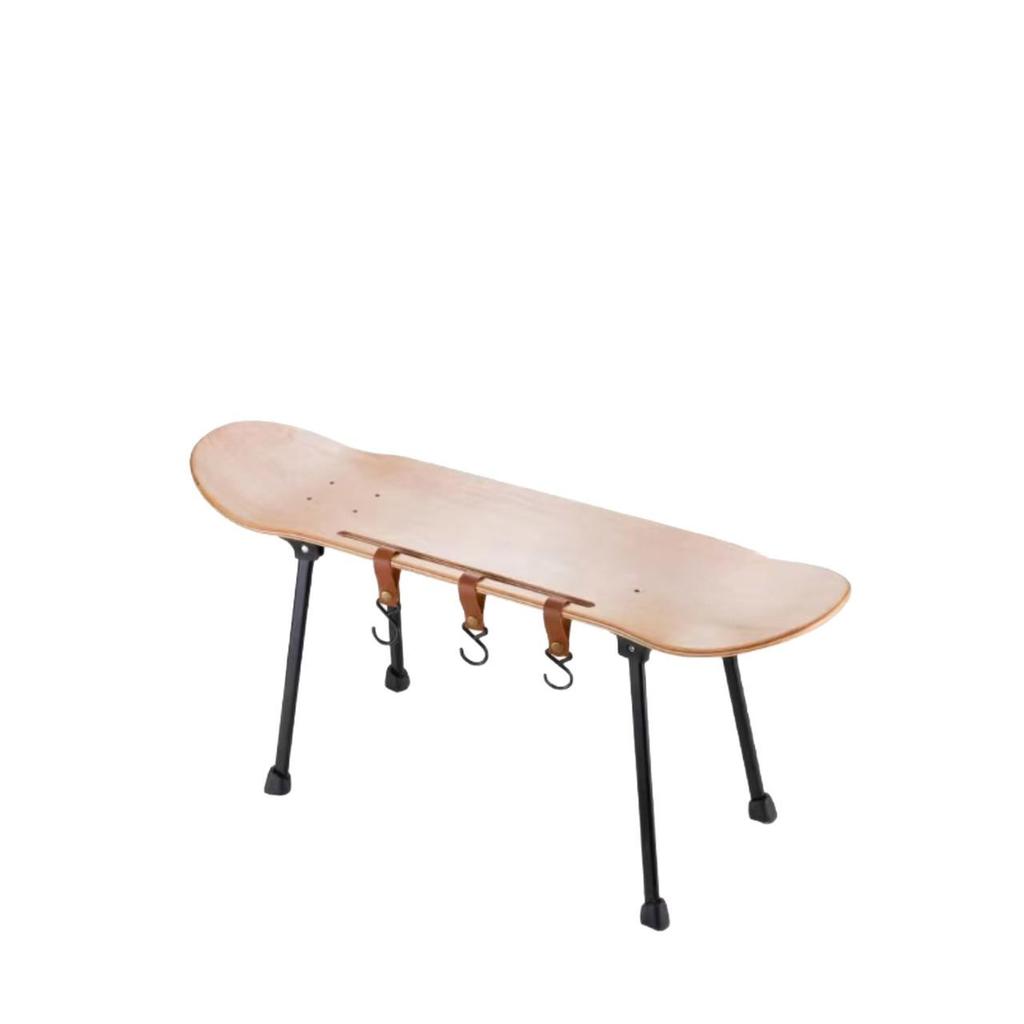 Skateboard-Style Portable Solid Wood Folding Table for Camping and Outdoor Use