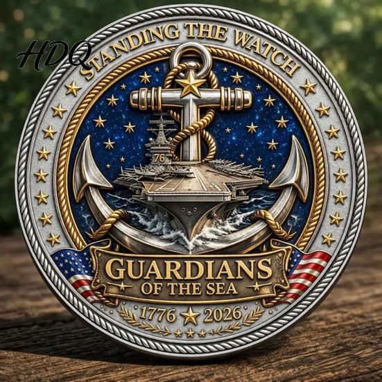 Collectible Challenge Coin Guardians of The Sea Coin They Stood Watch Souvenir Decoration Double-sided Engraved Gift for Navy Veteran Decorative