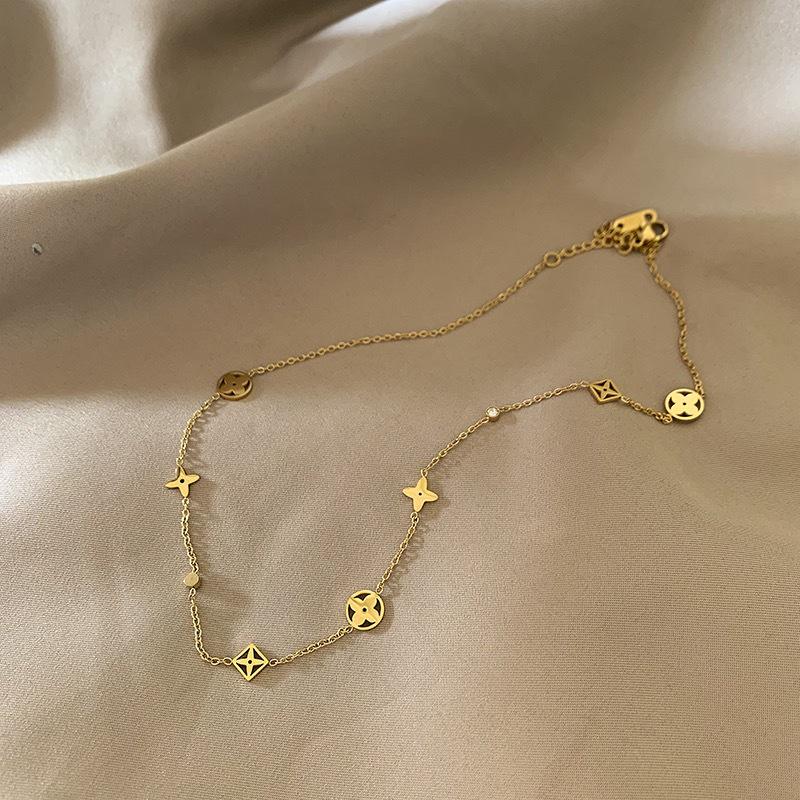 

Ожерелье из титановой стали Четырехлистный клевер - Классический модный аксессуар для женщин